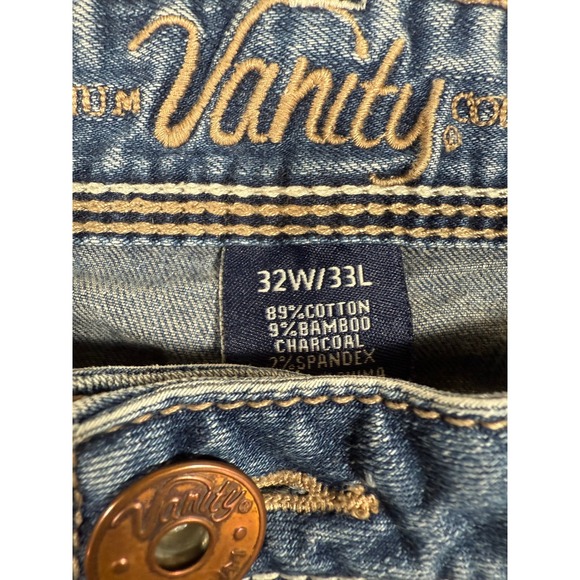 Vanity Wide Leg Bootcut Jeans Blue Medium Wash 32 Waist Stretch Boho Y2K Flare - Picture 5 of 17